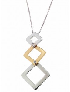 Collana Donna Diamanti Oro Bianco Giallo 18 kt Carati 750 4,75 Gr 0,01 CT