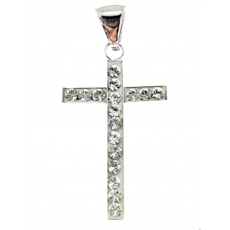 CROCI E SACRI ORO BIANCO - Ciondolo Pendente Croce Donna Ragazza Oro Bianco 18 Kr Carati Ct 750 0,54 Gr