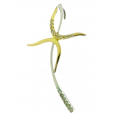 CROCI E SACRI ORO BIANCO - Ciondolo Pendente Donna Oro Bianco Giallo 18 Kt Carati Ct 750 2,15 Gr Croce