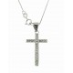 COLLANE ORO BIANCO - Collana Catenina Pendente Croce Donna Oro Bianco 18 Kt Carati Ct 750 1,30 Gr