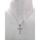 COLLANE ORO BIANCO - Collana Catenina Pendente Croce Donna Oro Bianco 18 Kt Carati Ct 750 1,30 Gr