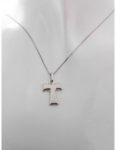 COLLANE UNISEX - Collana Catenina Pendente Tao Uomo Donna Oro Bianco 18 Kt Carati Ct 750 1,50 Gr