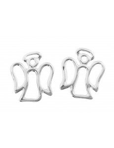 ORECCHINI ORO BIANCO - Orecchini Donna Bimba Bambina Oro Bianco 18 kt Carati Ct 750 1,05 Gr Angeli