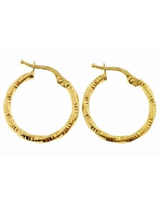 ORECCHINI CERCHIO GIALLI - Orecchini Martellati Donna Cerchio Cerchi Oro Giallo 18 kt Carati Ct 750 1.35 Gr