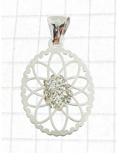 PENDENTI ORO BIANCO - Ciondolo Pendente Donna Ragazza Oro Bianco 18 Kt Carati Ct 750 0,60 Gr
