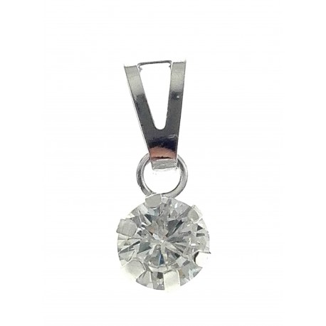 PENDENTI ORO BIANCO - Ciondolo Pendente Solitario Punto luce Donna Oro Bianco 18 Kt Carati Ct 750