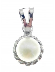 PENDENTI ORO BIANCO - Ciondolo Pendente Donna Ragazza Oro Bianco 18 Kt Carati Ct 750 0,60 Gr Perla