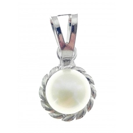PENDENTI ORO BIANCO - Ciondolo Pendente Donna Ragazza Oro Bianco 18 Kt Carati Ct 750 0,60 Gr Perla