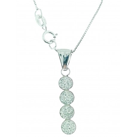 COLLANE ORO BIANCO - Collana Catenina Pendente Girocollo Donna Oro Bianco 18 Kt Carati Ct 750 1,20 Gr