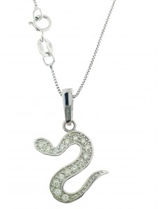 Collana Catenina Serpente Serpentel Donna Oro Bianco 18 Kt Carati Ct 750 2,40 Gr