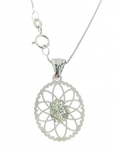 COLLANE ORO BIANCO - Collana Catenina Veneziana Pendente Donna Oro Bianco 18 Kt Carati 750 1,30 Gr