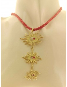 COLLANE ORO GIALLO - Collana Catenina Girocollo Donna Oro Giallo 18 kt Carati Ct 750 7,10 Gr Rubini