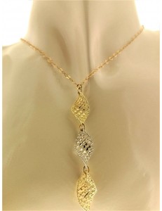 Collana Collier Girocollo Donna Oro Giallo Bianco 18 Kt Carati Ct 750 5,60 Gr