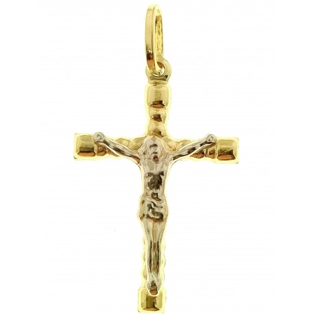 Ciondolo Pendente Croce Uomo Donna Oro Giallo Bianco 18 Kt Carati Ct 750 