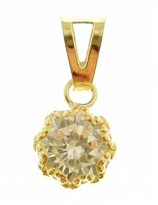 Ciondolo Pendente Donna Oro Giallo 18 Kt Carati Ct 750 0,55 Gr Punto Luce