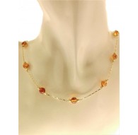 Collana Girocollo Collier Donna Oro Giallo 18 kt Carati Ct 750 5,60 Gr Ambra 
