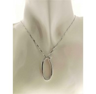 Collana Catenina Girocollo Pendente Donna Oro Bianco 18 Kt Carati Ct 750 4,20 Gr