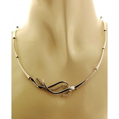 COLLANE ORO BIANCO - Collana Girocollo Collier Donna Ragazza Oro Bianco 18 Kt Carati Ct 750 14,50 Gr
