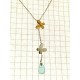 COLLANE ORO BIANCO - Collana Girocollo Pendente Oro Bianco Giallo 18 kt Carati Ct 750 Comete Gioiell