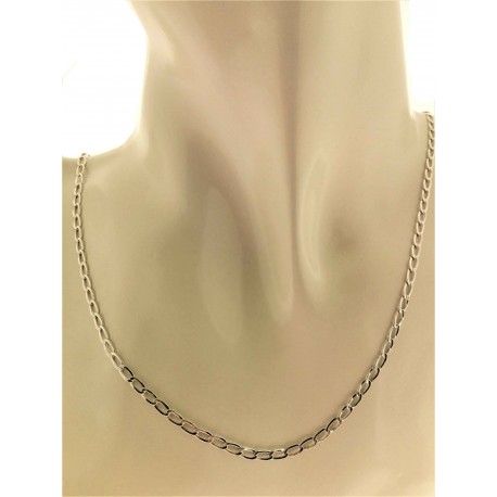 COLLANE UNISEX - Collana Catena Catenina 46 Cm Uomo Donna Oro Bianco 18 kT 750 2,65 Gr