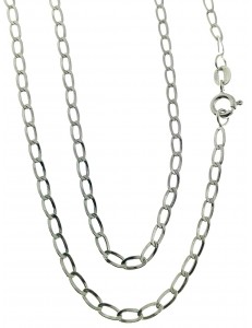 COLLANE UNISEX - Collana Catena Catenina 46 Cm Uomo Donna Oro Bianco 18 kT 750 2,65 Gr