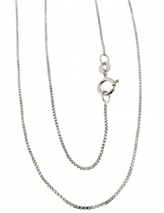 COLLANE UNISEX - Collana Catenina Uomo Donna Veneziana Oro Bianco 18 Kt Carati Ct 750 0,80Gr 45Cm