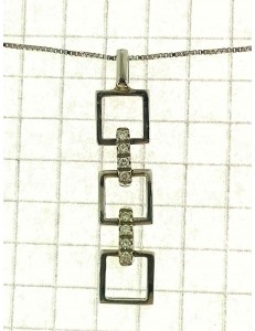 COLLANE  DIAMANTI - Collana Catenina Girocollo Pendente Diamanti Donna Oro Bianco 18 Carati kt 750 