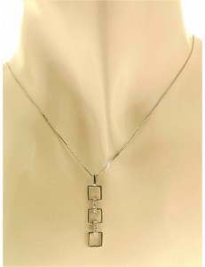 COLLANE  DIAMANTI - Collana Catenina Girocollo Pendente Diamanti Donna Oro Bianco 18 Carati kt 750 