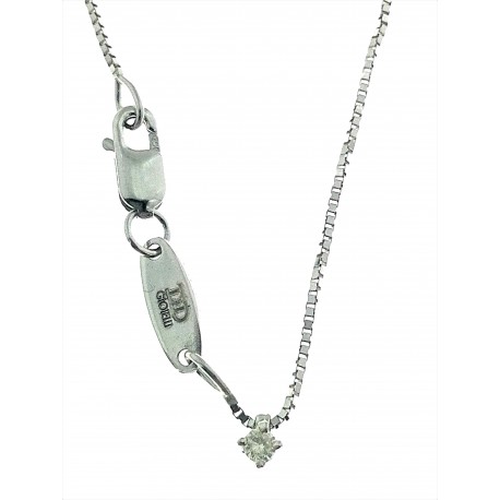 COLLANE  DIAMANTI - Collana Girocollo Donna Diamanti Oro Bianco 18 Kt Carati 750 0,04 Ct Punto Luce