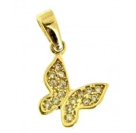 Ciondolo Pendente Farfalla Donna Oro Giallo 18 Kt Carati Ct 750 0,55 Gr
