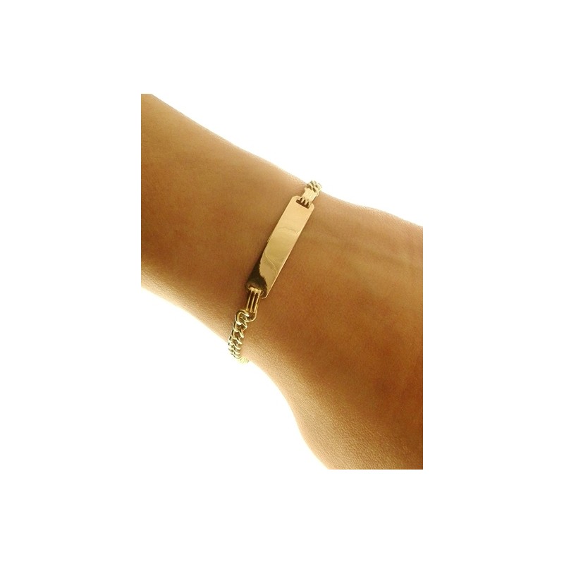 Bracciale Targa Unisex Ragazzo Ragazza Oro Giallo 18 KT Ct 750 3,50 Gr -  Gioielleria Arte Oro