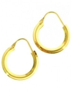 ORECCHINI CERCHIO GIALLI - Orecchini Donna Cerchio Cerchi Oro Giallo Bianco 18 kt Carati Ct 750 1,85 Gr