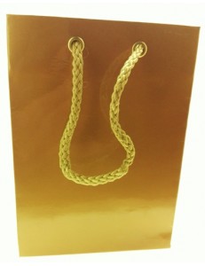 12 PZ SHOPPER LAMINATA COLORE ORO  MANIGLIA IN CORDA