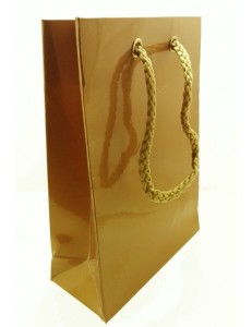 12 PZ SHOPPER LAMINATA COLORE ORO  MANIGLIA IN CORDA
