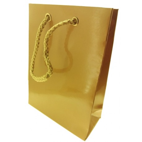 12 PZ SHOPPER LAMINATA COLORE ORO  MANIGLIA IN CORDA