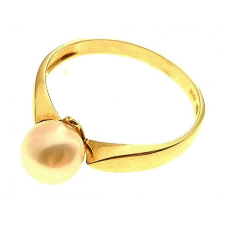 Anello Donna Oro Giallo 18 kt Carati Ct 750 Perla Mikiko 2,3 Gr