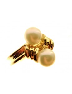 Anello Donna Oro Giallo 18 Kt Carati Ct 750 2,4gr Contrèe Perle