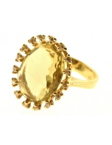 Anello Donna Oro Giallo 18 KT Carati Ct 750 Gr 7,60 Zirconi Taglio Brillante