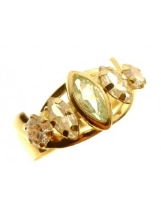 Anello Donna Oro Giallo 18 KT Carati Ct 750 Gr 2,0 Zirconi Taglio Brillante