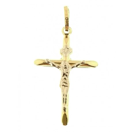 CROCI E SACRI ORO GIALLO - Ciondolo Pendente Croce Uomo Donna Oro Giallo Bianco 18 Kt Carati Ct 750 0,85Gr 