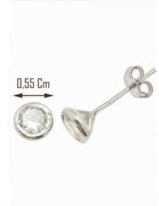 ORECCHINI SOLITARIO - Donna Bimba Bambina Punto Luce Oro Bianco 18 kt Carati 750 