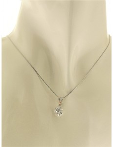 FOTO DETTAGLIO COLLANA PUNTO LUCE - Catenina Pendente Donna Oro Bianco 18 Kt Carati Ct 750