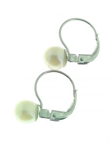 Orecchini Donna Perle Monachina Monachella Oro Bianco 18 kt Carati Ct 750 2,35Gr