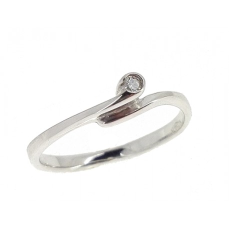 ANELLO DIAMANTE - Donna Solitario Oro Bianco 1,90 Gr 18 Kt Carati 750
