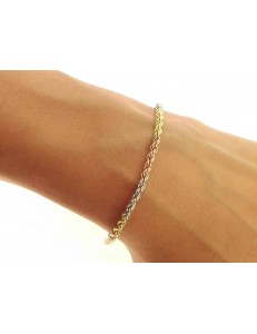 BRACCIALE FUNE - Funetta Donna Oro Giallo Bianco 18 Kt Carati Ct 750 