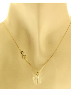 Collana Della Fortuna oro Giallo Donna 18 Kt Carati Ct 750 Farfalla