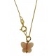 Collana Della Fortuna oro Giallo Donna 18 Kt Carati Ct 750 Farfalla