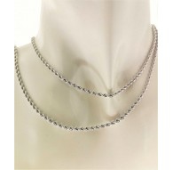 Collana 45 Cm Corda Funetta Torchon Oro Bianco 18 Kt Carati Ct 750 1,65 Gr Donna
