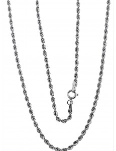 Collana 45 Cm Corda Funetta Torchon Oro Bianco 18 Kt Carati Ct 750 1,65 Gr Donna