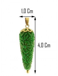 PENDENTE CORNETTO VERDE - Corno Donna Oro Giallo 18 Kt Carati Ct 750